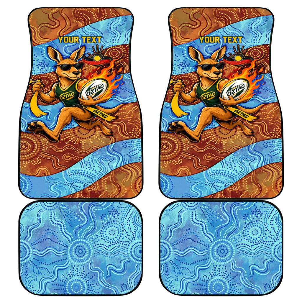 Personalised Australian Oztag Kangaroo Mascot Car Mats Indigenous Dot Art Style Aboriginal Culture