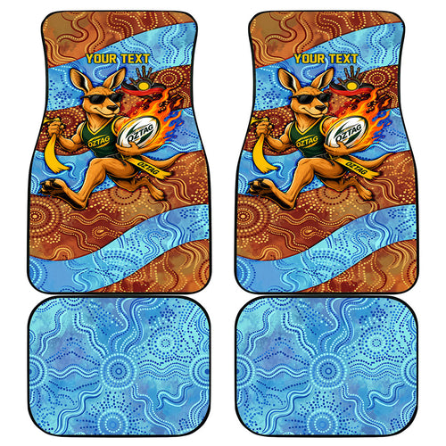 Personalised Australian Oztag Kangaroo Mascot Car Mats Indigenous Dot Art Style Aboriginal Culture