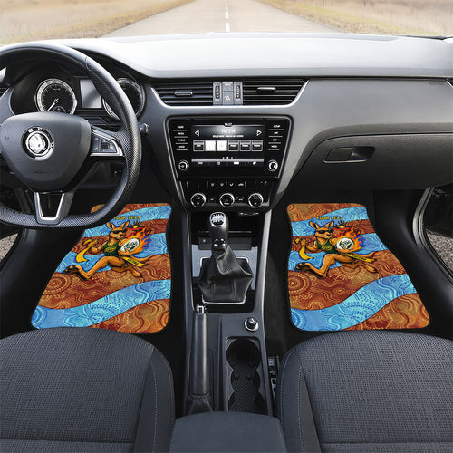 Personalised Australian Oztag Kangaroo Mascot Car Mats Indigenous Dot Art Style Aboriginal Culture