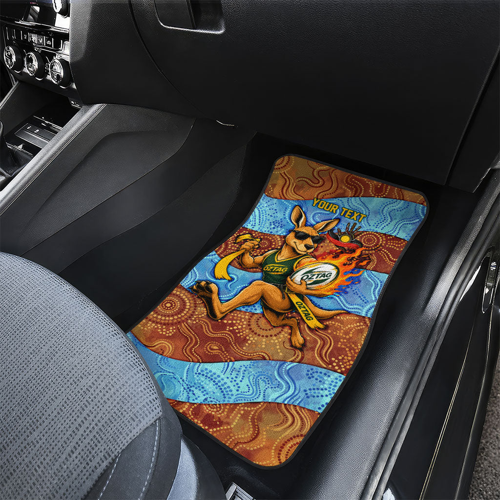 Personalised Australian Oztag Kangaroo Mascot Car Mats Indigenous Dot Art Style Aboriginal Culture