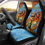 Personalised Australian Oztag Kangaroo Mascot Car Seat Cover Indigenous Dot Art Style Aboriginal Culture