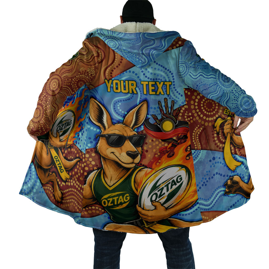 Personalised Australian Oztag Kangaroo Mascot Cloak Indigenous Dot Art Style Aboriginal Culture
