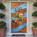 Personalised Australian Oztag Kangaroo Mascot Door Cover Indigenous Dot Art Style Aboriginal Culture
