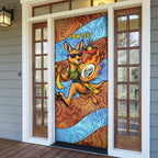 Personalised Australian Oztag Kangaroo Mascot Door Cover Indigenous Dot Art Style Aboriginal Culture