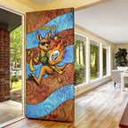 Personalised Australian Oztag Kangaroo Mascot Door Cover Indigenous Dot Art Style Aboriginal Culture