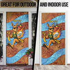 Personalised Australian Oztag Kangaroo Mascot Door Cover Indigenous Dot Art Style Aboriginal Culture