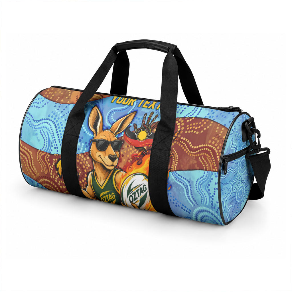 Personalised Australian Oztag Kangaroo Mascot Duffle Bag Indigenous Dot Art Style Aboriginal Culture