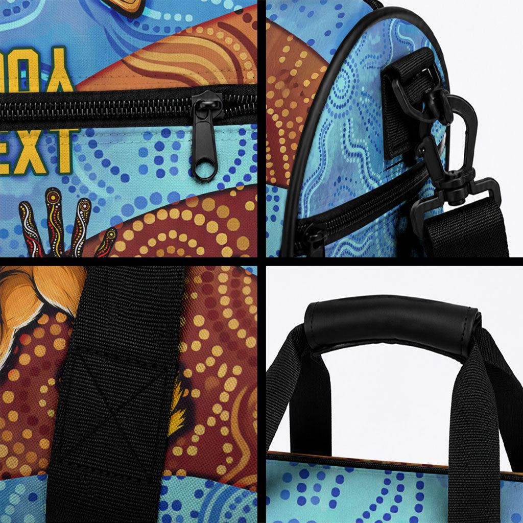 Personalised Australian Oztag Kangaroo Mascot Duffle Bag Indigenous Dot Art Style Aboriginal Culture