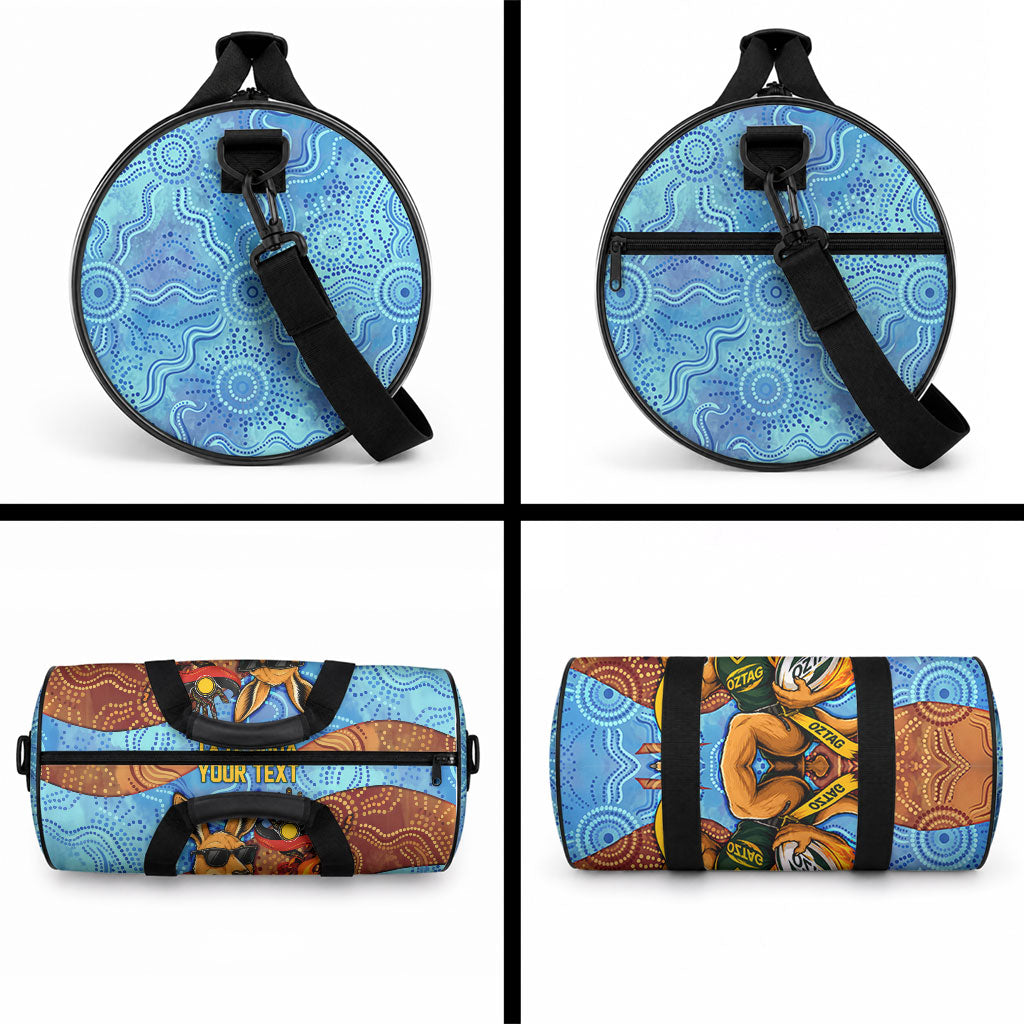 Personalised Australian Oztag Kangaroo Mascot Duffle Bag Indigenous Dot Art Style Aboriginal Culture