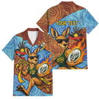 Personalised Australian Oztag Kangaroo Mascot Family Matching Mermaid Dress and Hawaiian Shirt Indigenous Dot Art Style Aboriginal Culture