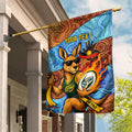 Personalised Australian Oztag Kangaroo Mascot Garden Flag Indigenous Dot Art Style Aboriginal Culture