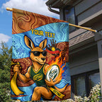 Personalised Australian Oztag Kangaroo Mascot Garden Flag Indigenous Dot Art Style Aboriginal Culture