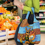 Personalised Australian Oztag Kangaroo Mascot Grocery Bag Indigenous Dot Art Style Aboriginal Culture