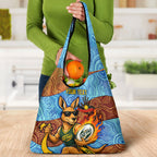 Personalised Australian Oztag Kangaroo Mascot Grocery Bag Indigenous Dot Art Style Aboriginal Culture
