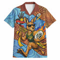 Personalised Australian Oztag Kangaroo Mascot Hawaiian Shirt Indigenous Dot Art Style Aboriginal Culture