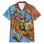 Personalised Australian Oztag Kangaroo Mascot Hawaiian Shirt Indigenous Dot Art Style Aboriginal Culture