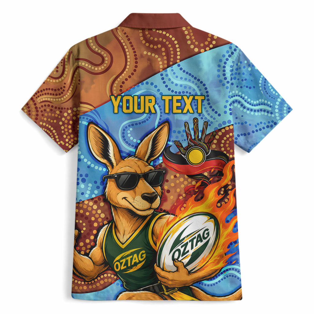 Personalised Australian Oztag Kangaroo Mascot Hawaiian Shirt Indigenous Dot Art Style Aboriginal Culture
