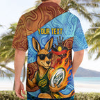 Personalised Australian Oztag Kangaroo Mascot Hawaiian Shirt Indigenous Dot Art Style Aboriginal Culture