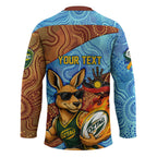 Personalised Australian Oztag Kangaroo Mascot Hockey Jersey Indigenous Dot Art Style Aboriginal Culture