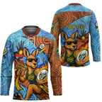 Personalised Australian Oztag Kangaroo Mascot Hockey Jersey Indigenous Dot Art Style Aboriginal Culture