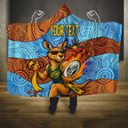 Personalised Australian Oztag Kangaroo Mascot Hooded Blanket Indigenous Dot Art Style Aboriginal Culture