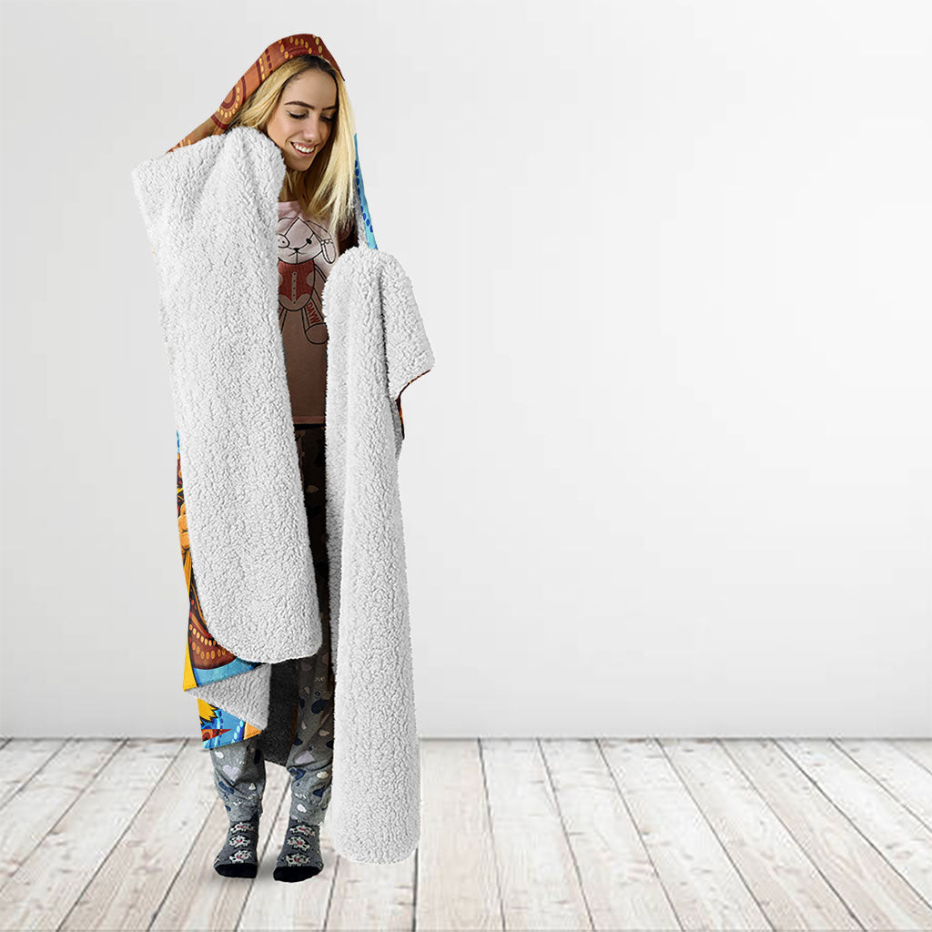 Personalised Australian Oztag Kangaroo Mascot Hooded Blanket Indigenous Dot Art Style Aboriginal Culture