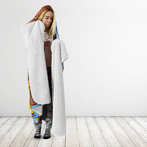 Personalised Australian Oztag Kangaroo Mascot Hooded Blanket Indigenous Dot Art Style Aboriginal Culture