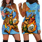 Personalised Australian Oztag Kangaroo Mascot Hoodie Dress Indigenous Dot Art Style Aboriginal Culture