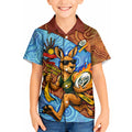 Personalised Australian Oztag Kangaroo Mascot Kid Hawaiian Shirt Indigenous Dot Art Style Aboriginal Culture