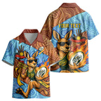 Personalised Australian Oztag Kangaroo Mascot Kid Hawaiian Shirt Indigenous Dot Art Style Aboriginal Culture