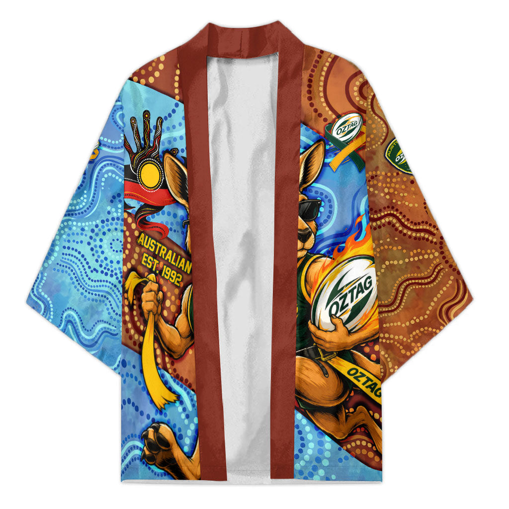 Personalised Australian Oztag Kangaroo Mascot Kimono Indigenous Dot Art Style Aboriginal Culture