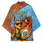 Personalised Australian Oztag Kangaroo Mascot Kimono Indigenous Dot Art Style Aboriginal Culture