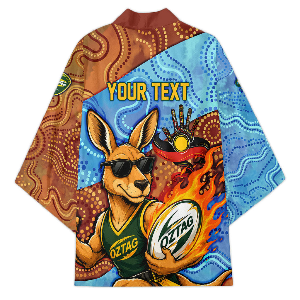 Personalised Australian Oztag Kangaroo Mascot Kimono Indigenous Dot Art Style Aboriginal Culture