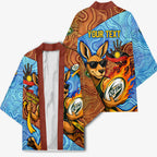 Personalised Australian Oztag Kangaroo Mascot Kimono Indigenous Dot Art Style Aboriginal Culture