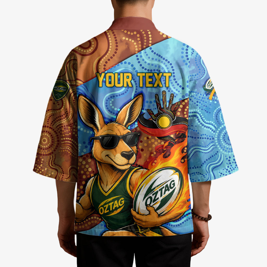 Personalised Australian Oztag Kangaroo Mascot Kimono Indigenous Dot Art Style Aboriginal Culture