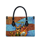 Personalised Australian Oztag Kangaroo Mascot Leather Bag Indigenous Dot Art Style Aboriginal Culture