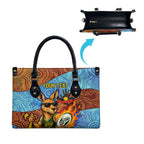 Personalised Australian Oztag Kangaroo Mascot Leather Bag Indigenous Dot Art Style Aboriginal Culture