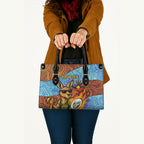 Personalised Australian Oztag Kangaroo Mascot Leather Bag Indigenous Dot Art Style Aboriginal Culture