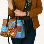 Personalised Australian Oztag Kangaroo Mascot Leather Bag Indigenous Dot Art Style Aboriginal Culture