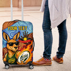 Personalised Australian Oztag Kangaroo Mascot Luggage Cover Indigenous Dot Art Style Aboriginal Culture