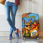 Personalised Australian Oztag Kangaroo Mascot Luggage Cover Indigenous Dot Art Style Aboriginal Culture