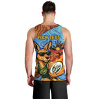 Personalised Australian Oztag Kangaroo Mascot Men Tank Top Indigenous Dot Art Style Aboriginal Culture