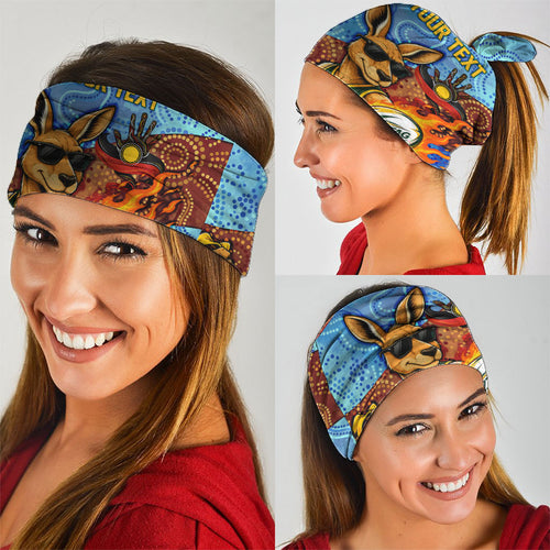 Personalised Australian Oztag Kangaroo Mascot Neck Gaiter Indigenous Dot Art Style Aboriginal Culture