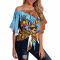 Personalised Australian Oztag Kangaroo Mascot Off Shoulder Wrap Waist Top Indigenous Dot Art Style Aboriginal Culture
