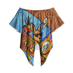 Personalised Australian Oztag Kangaroo Mascot Off Shoulder Wrap Waist Top Indigenous Dot Art Style Aboriginal Culture