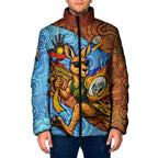 Personalised Australian Oztag Kangaroo Mascot Padded Jacket Indigenous Dot Art Style Aboriginal Culture