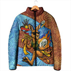 Personalised Australian Oztag Kangaroo Mascot Padded Jacket Indigenous Dot Art Style Aboriginal Culture