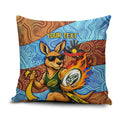 Personalised Australian Oztag Kangaroo Mascot Pillow Cover Indigenous Dot Art Style Aboriginal Culture