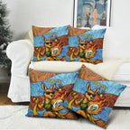 Personalised Australian Oztag Kangaroo Mascot Pillow Cover Indigenous Dot Art Style Aboriginal Culture