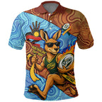 Personalised Australian Oztag Kangaroo Mascot Polo Shirt Indigenous Dot Art Style Aboriginal Culture